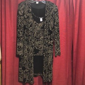 Black and Gold 2pc long jacket and tank